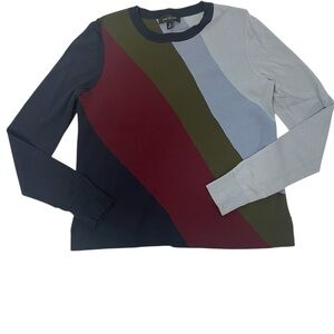 Ann Taylor Colorblock Striped Long Sleeve Fitted Fall Sweater Medium